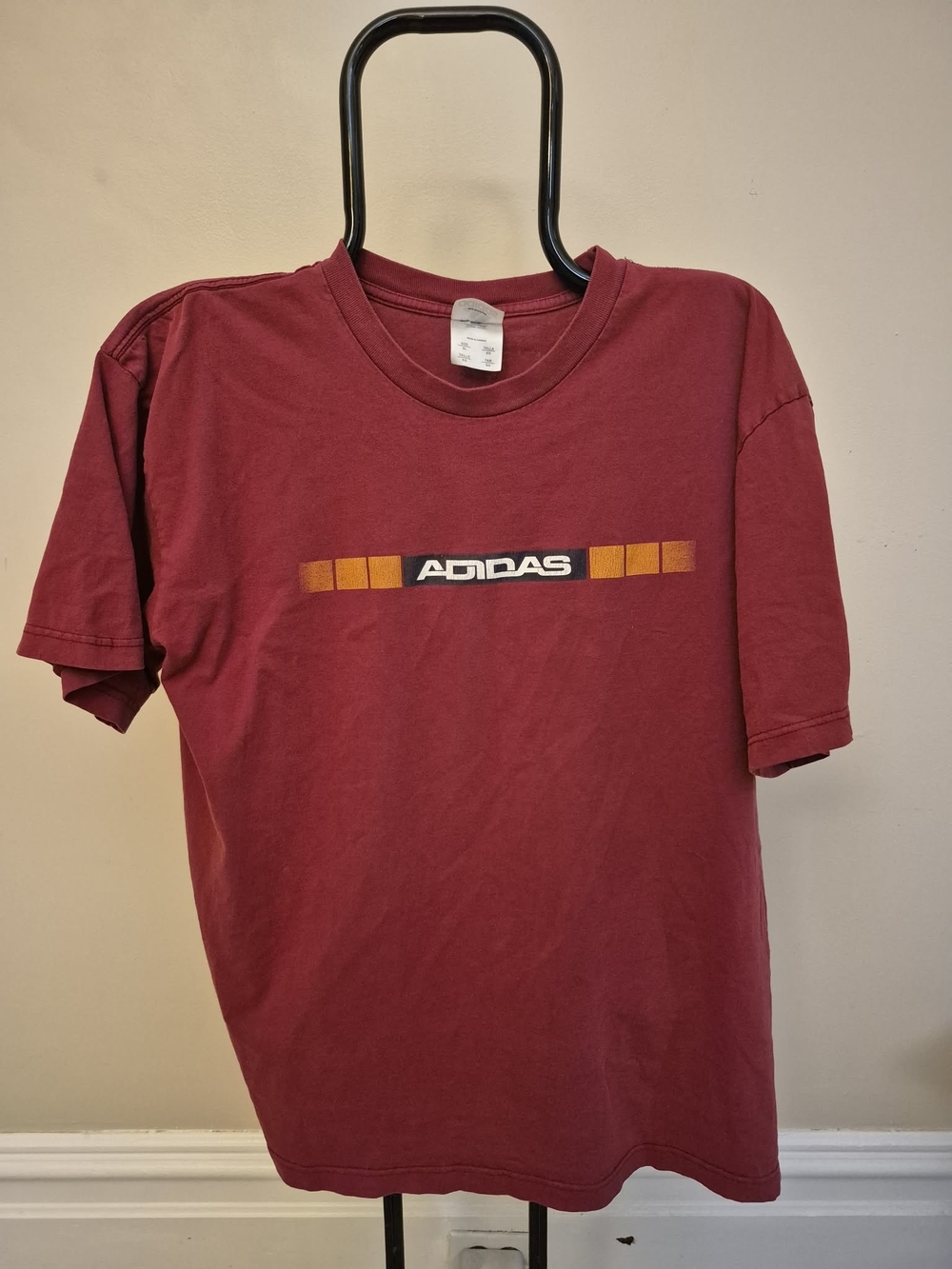 adidas Short-Sleeve Tee in Maroon with Orange Accents